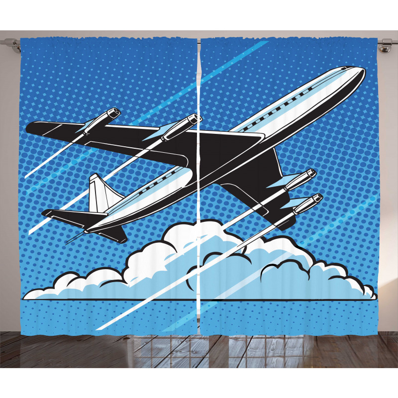 Pop Art Take Off Plane Dots Curtain