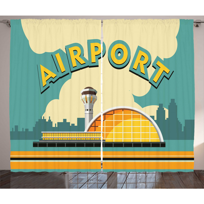 Nostalgic Airport Building Curtain