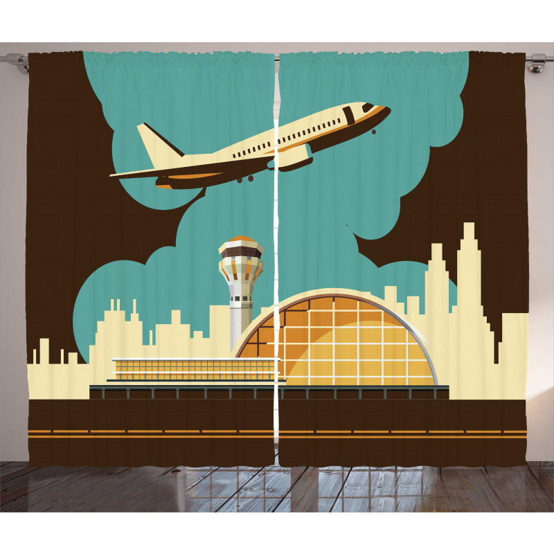 Airfield Plane and City Curtain