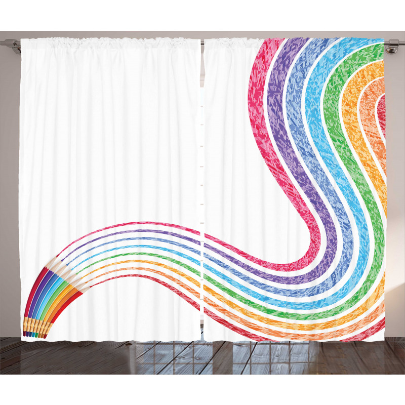 Imagination Themed Pencils Curtain