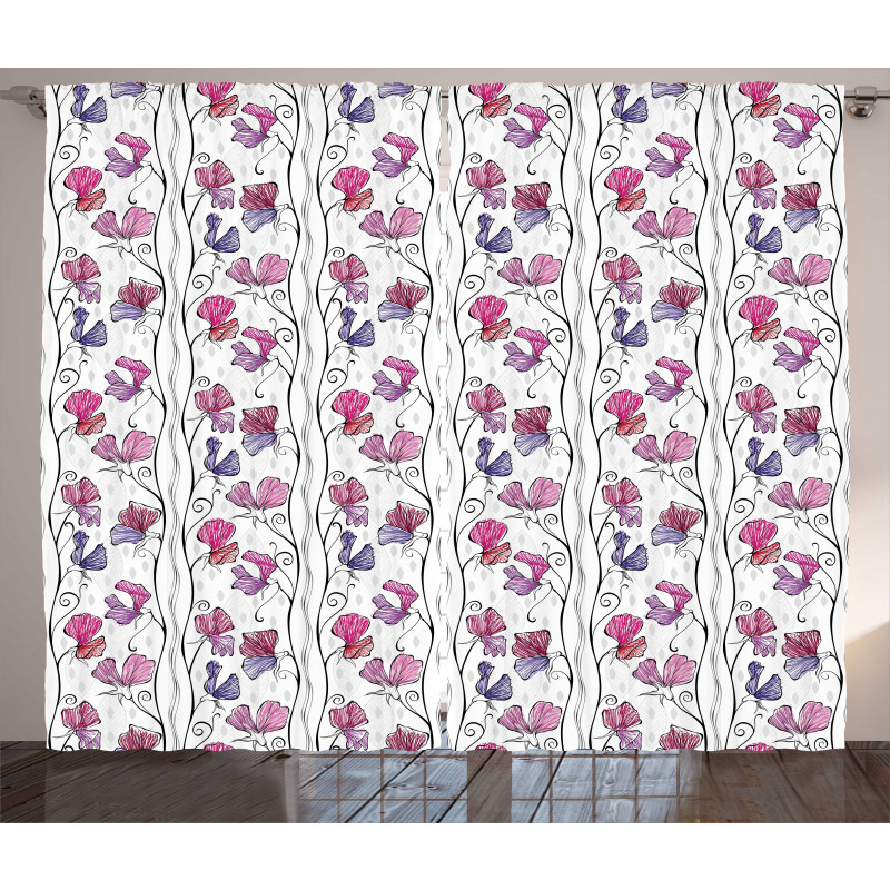 Flowers on Thin Branches Art Curtain