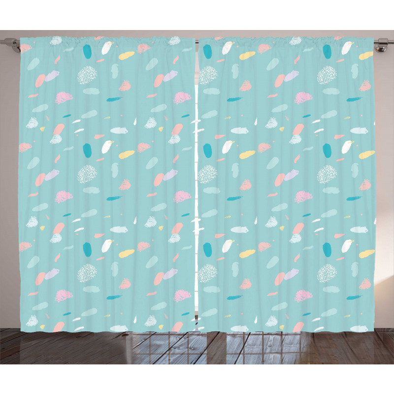 Pastel Strokes and Dots Curtain