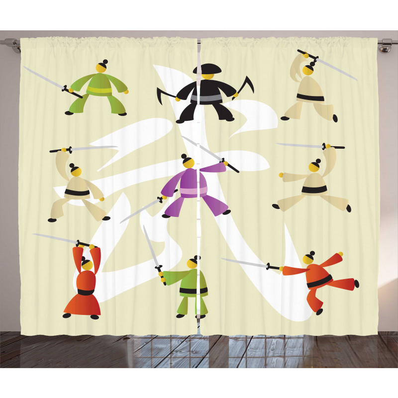 Japanese Martial Art Icons Curtain