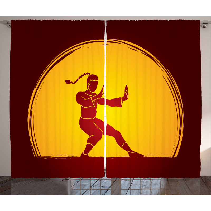 Bicolour Karate Pose Moon Curtain