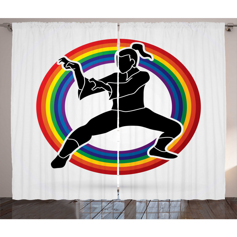 Karate on Rainbow Circle Curtain