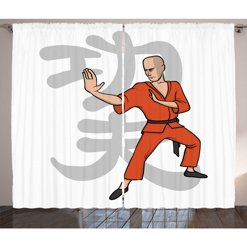 Martial Art Exercises Sign Curtain