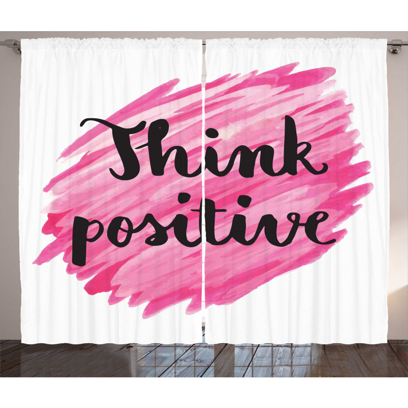 Text Pink Strokes Curtain