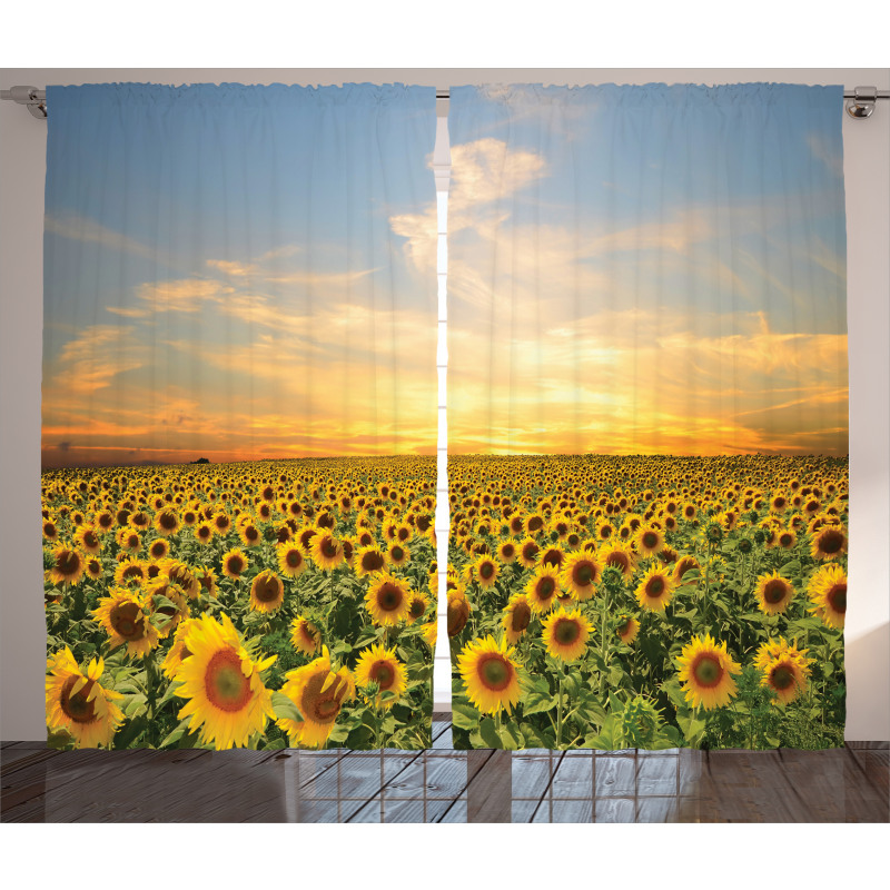 Blooming Farm at Sunset Curtain