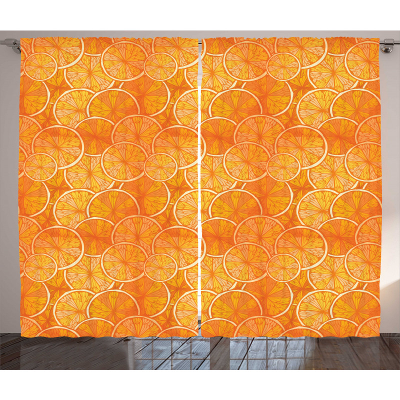 Round Slice of Oranges Curtain