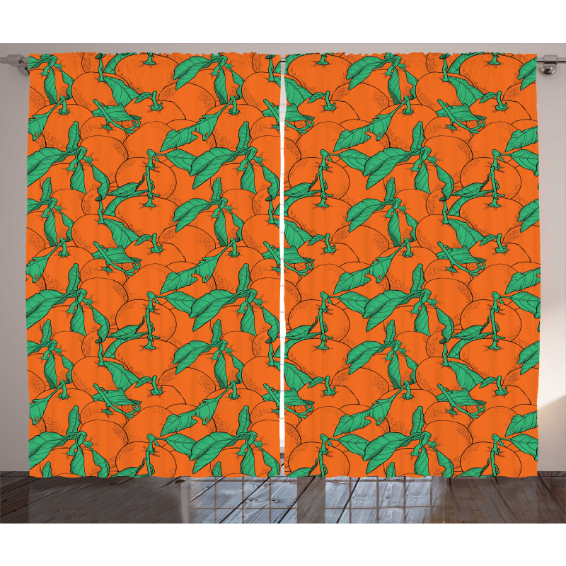 Cartoon Overlap Mandarins Curtain