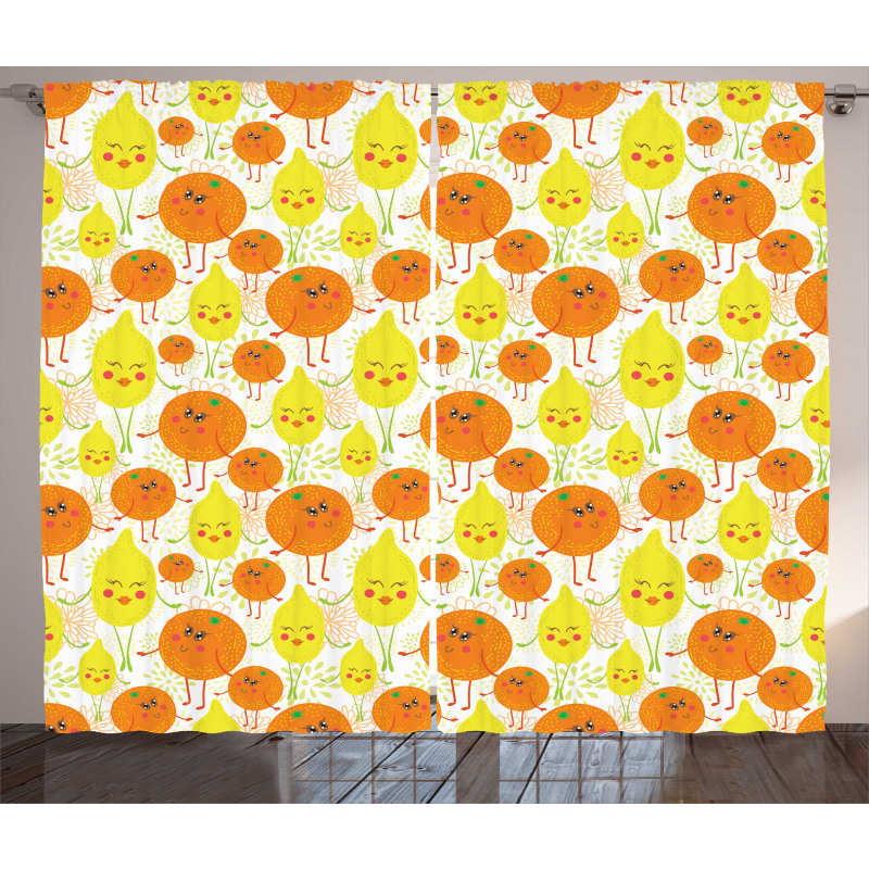 Cheerful Lemon and Orange Curtain