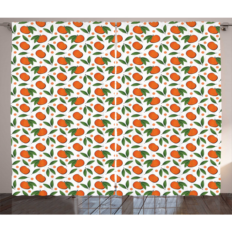 Mandarin and Polka Dots Curtain