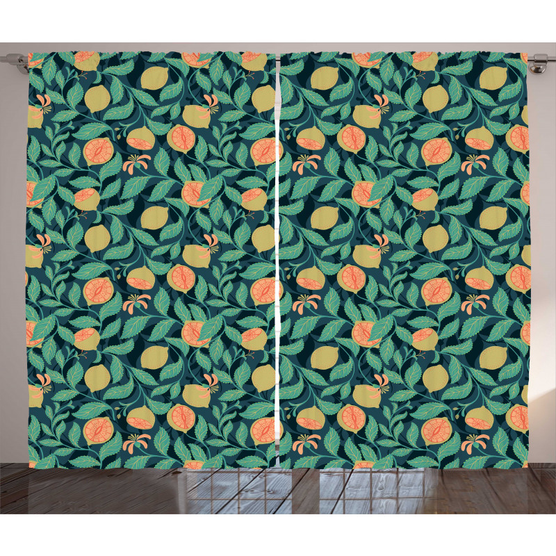 Citrus Leaf Botanical Art Curtain