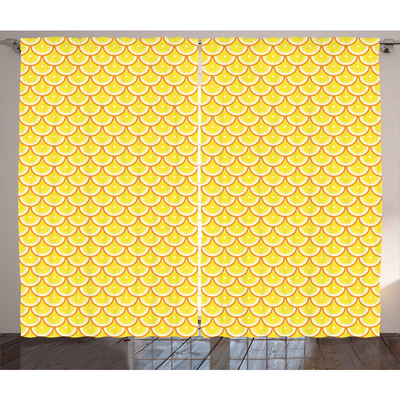 Retro Citrus Round Slices Curtain