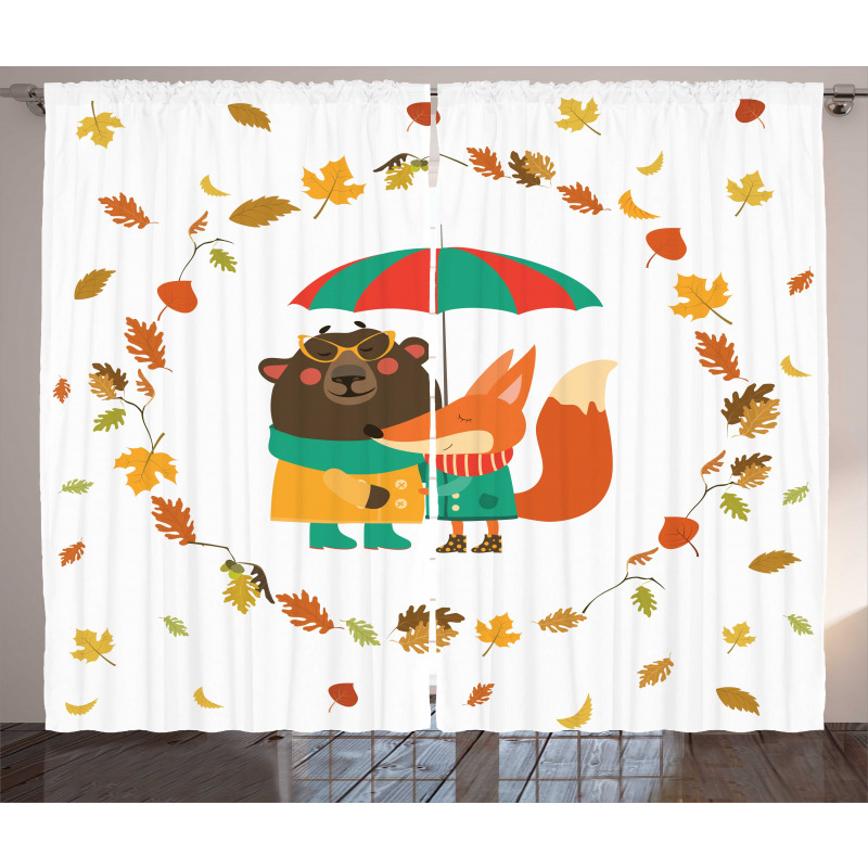 Autumn Fox and Bear Curtain