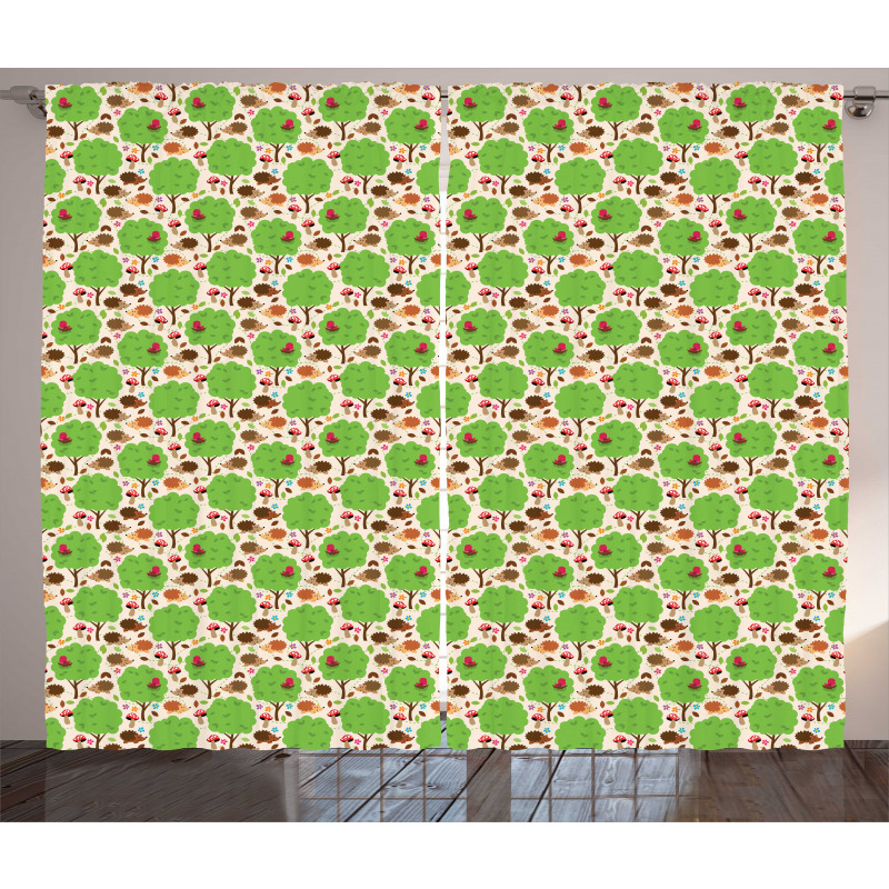 Hedgehogs and Trees Curtain