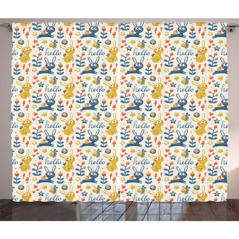 Bunny and Bee Hello Curtain