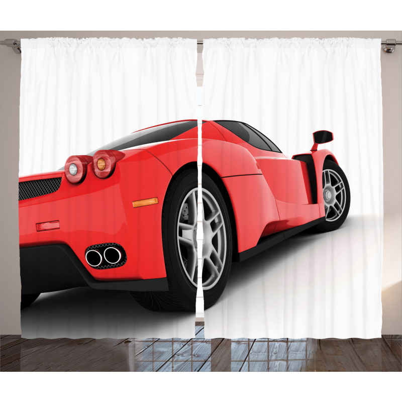 Red Super Sports Car Curtain