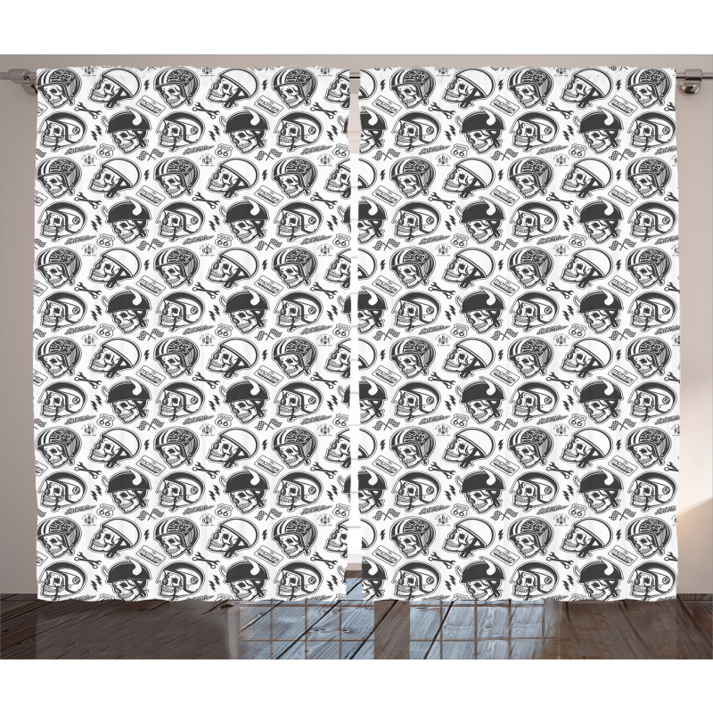 Rider Skull Pattern Curtain