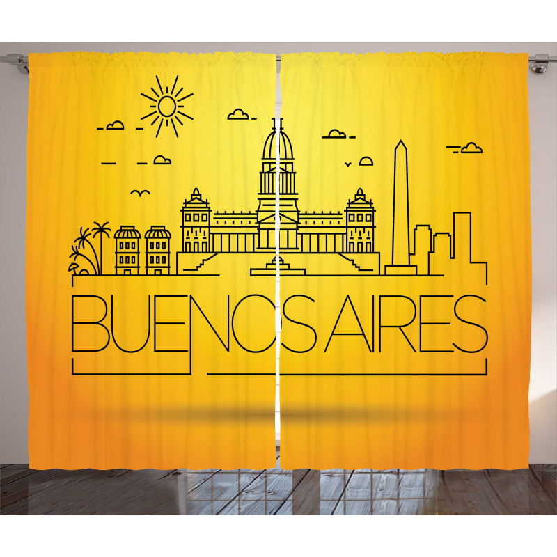 Buenos Aires Line Art Curtain