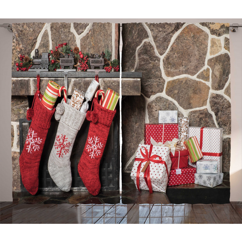 Stockings and Gift Boxes Curtain