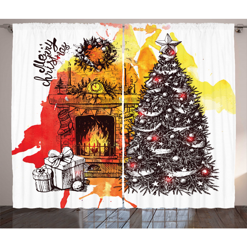 Christmas Sketch Curtain