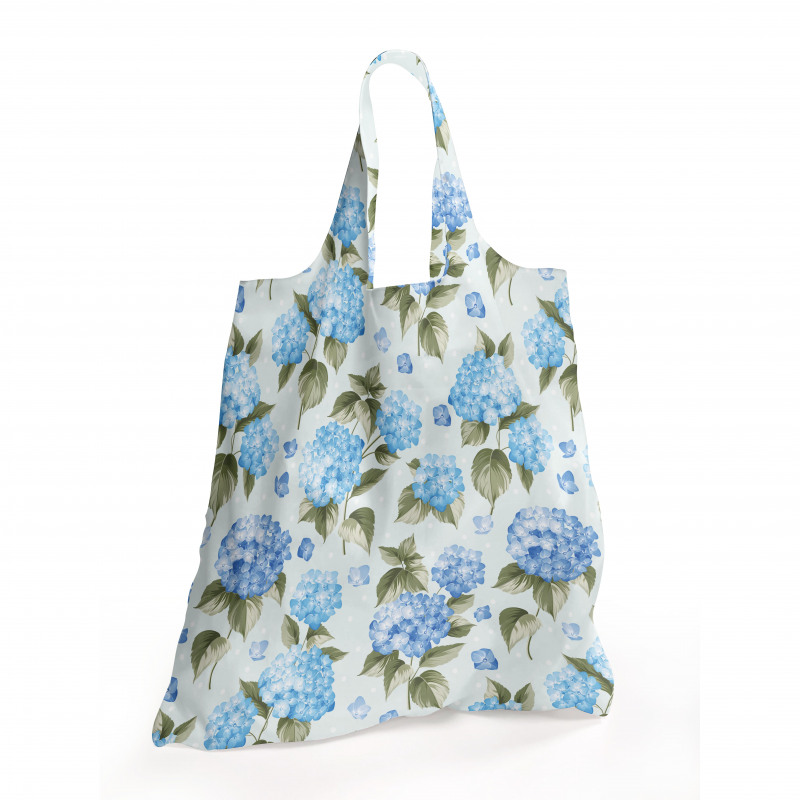 Çiçekli Alışveriş Çantası Mavi Ortanca Çiçek Desenli