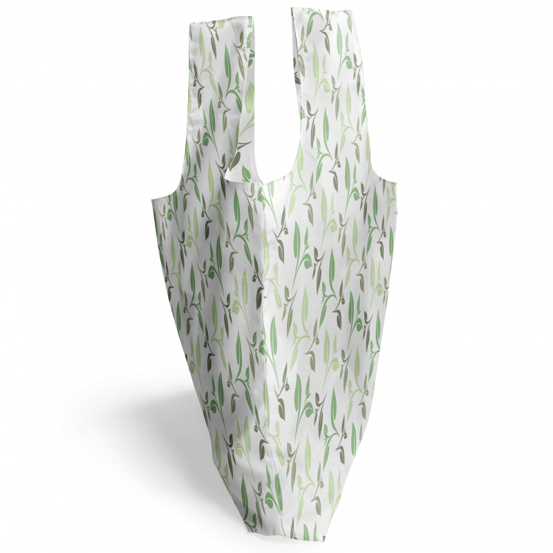 Karışık Desen Alışveriş Çantası Yeşil Yaprak Desenli