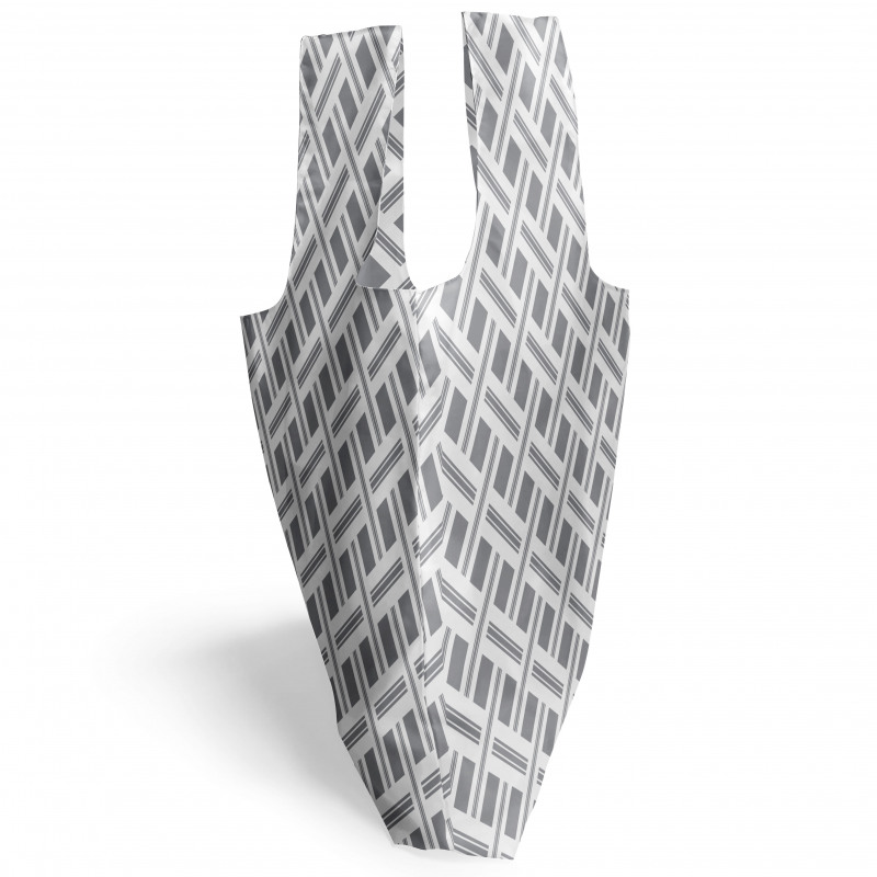 Örgü Alışveriş Çantası Geometrik Akromatik Sarmal Şeritli Tasarım