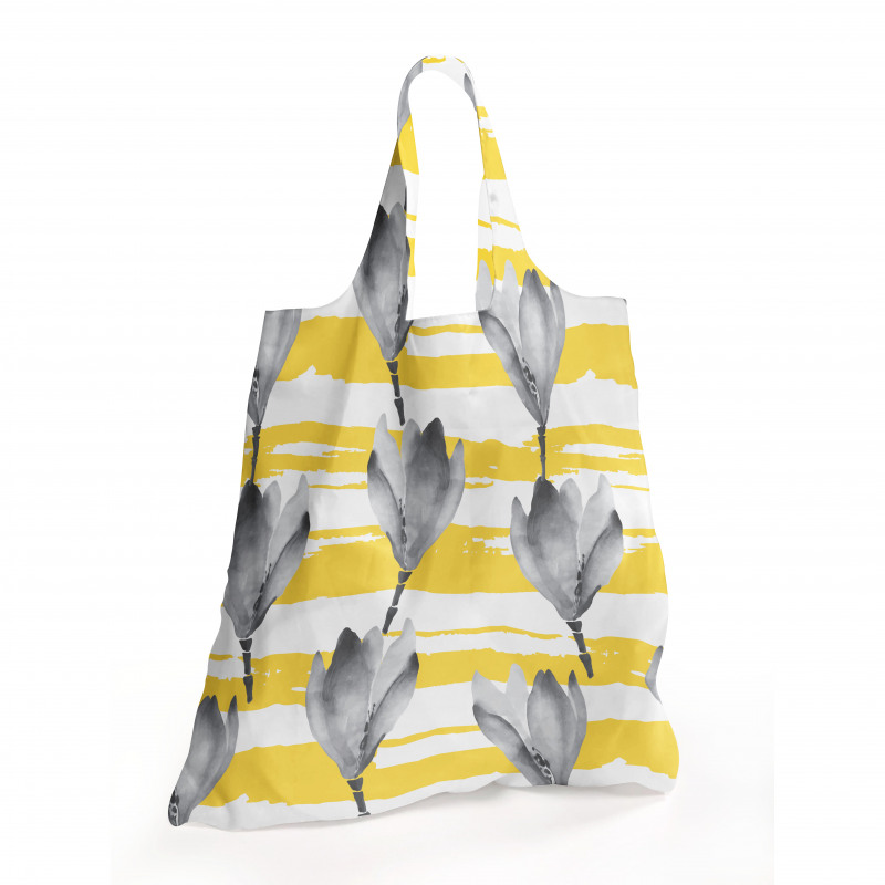 Çiçekli Alışveriş Çantası Sulu Boya Tasarımı Narin Çiçekler Şeritler
