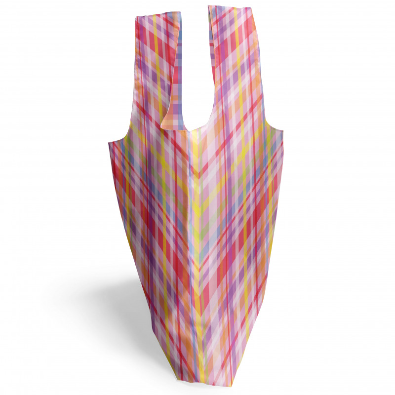 Geometrik Alışveriş Çantası Rengarenk Ekoseli Çizgili Desen