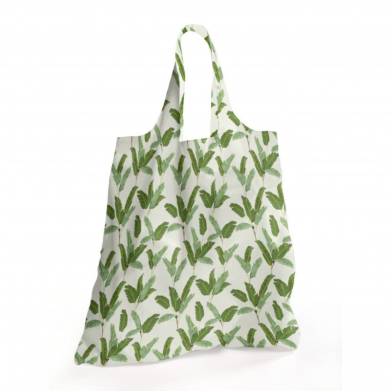 Tropik Alışveriş Çantası Muz Ağacı Yaprakları Art Deco Stilinde Desen