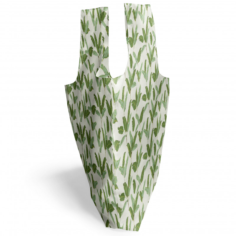 Tropik Alışveriş Çantası Muz Ağacı Yaprakları Art Deco Stilinde Desen