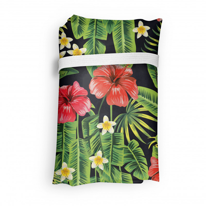 Egzotik Alışveriş Çantası Hawaii Temalı Palmiye Yaprakları Çiçekler 