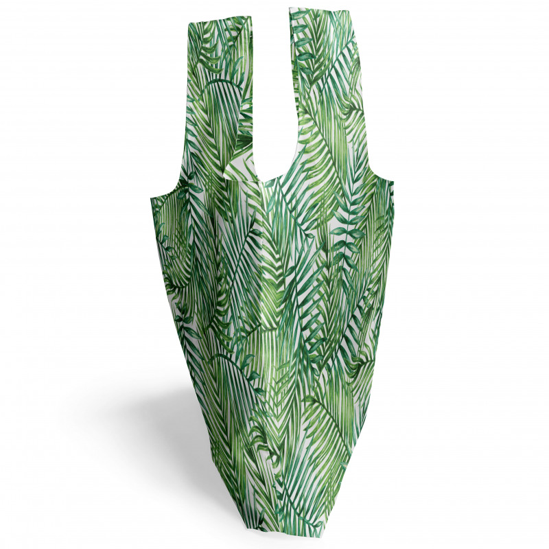 Botanik Alışveriş Çantası Yeşilli Yapraklı Desen