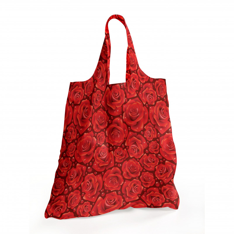 Çiçek Alışveriş Çantası Devamlı Romantik Kırmızı Gül Damla Desenleri 