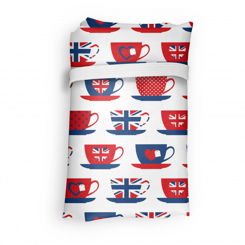 Çay Partisi Alışveriş Çantası İngiltere Bayrağı Desenli Fincanlar