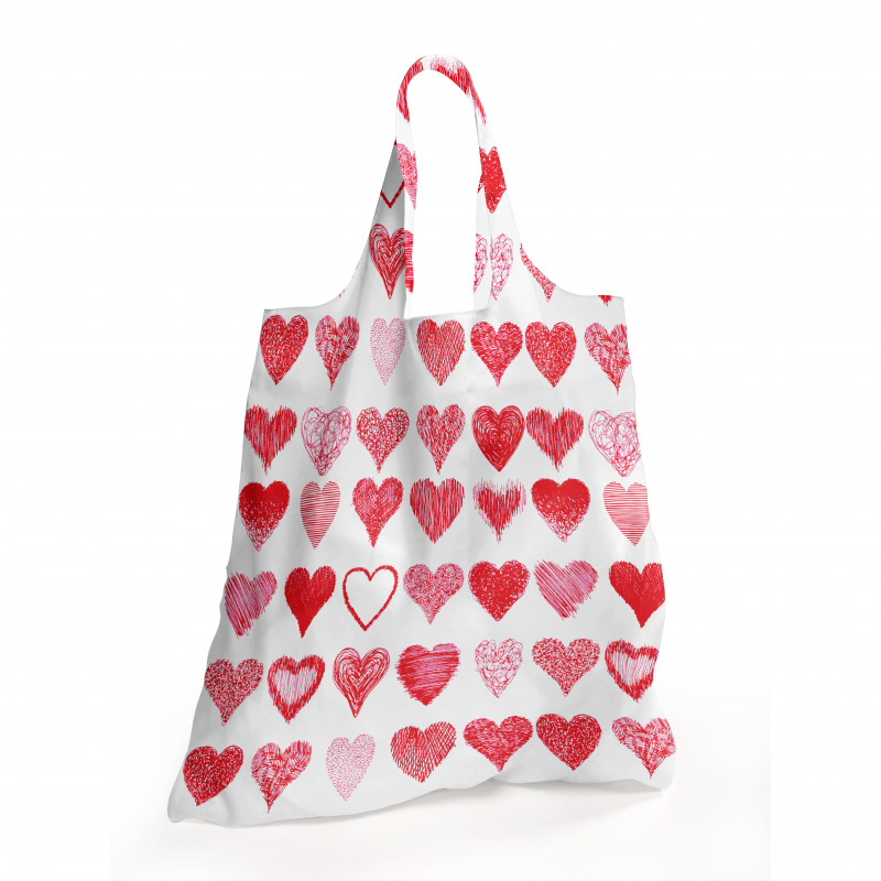 Aşk Alışveriş Çantası El Çizimi Karalama Detaylı Minik Kalp Figürleri