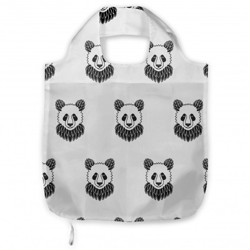 Hayvan Alışveriş Çantası Artistik Tekrarlı Panda İllüstrasyonları