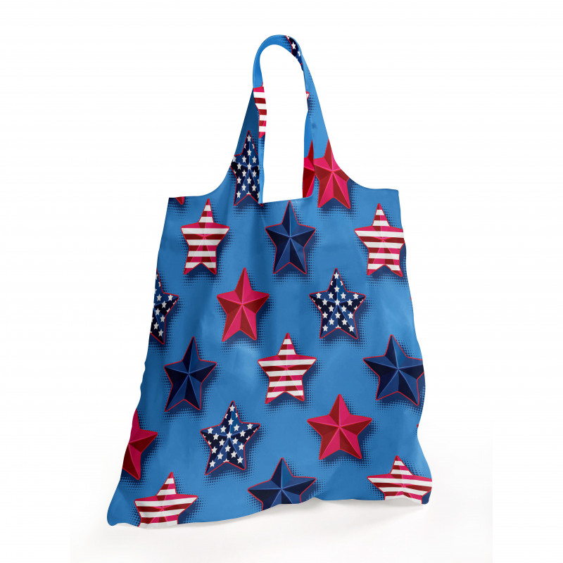 Amerika Alışveriş Çantası ABD Bayrağı Desenlerinde Yıldız Çizimleri