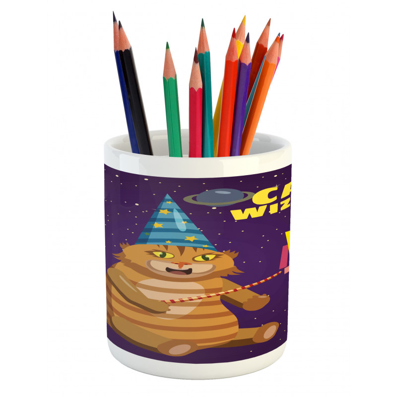 Cat Wizard Funny Cartoon Pencil Pen Holder