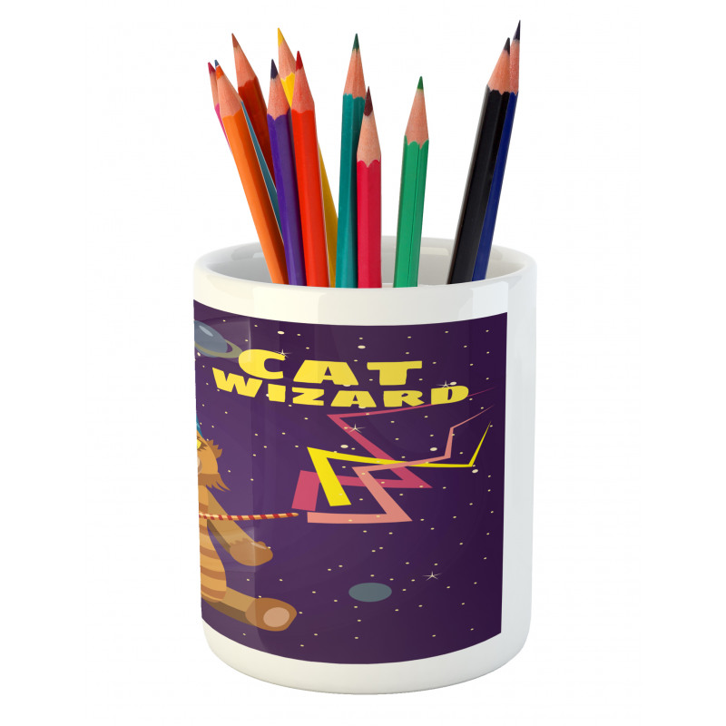 Cat Wizard Funny Cartoon Pencil Pen Holder