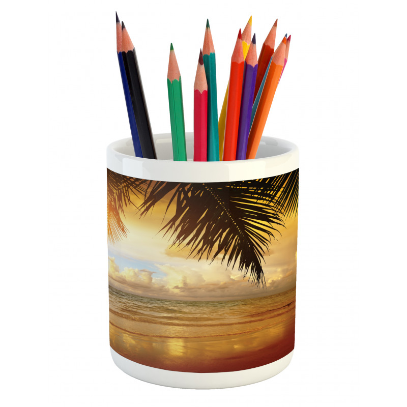 Sunset Caribbean Palms Pencil Pen Holder