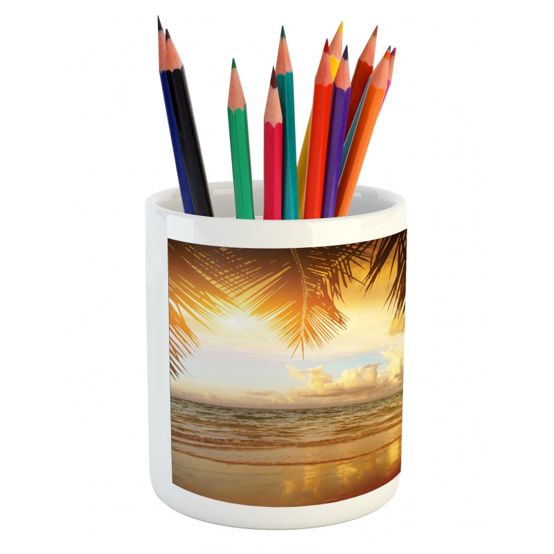 Sunset Caribbean Palms Pencil Pen Holder