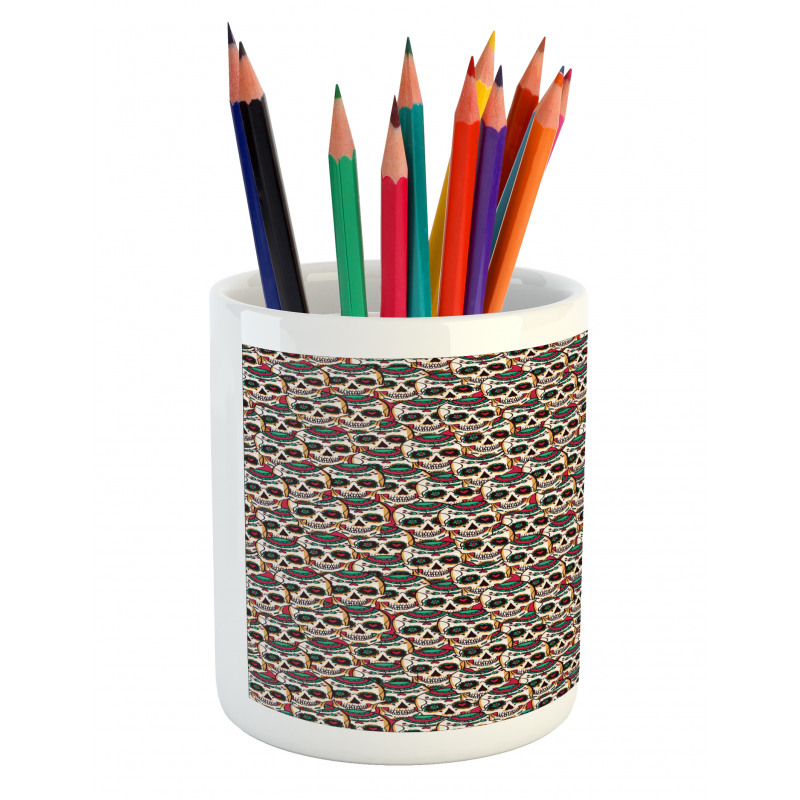 Paisley Floral Pattern Pencil Pen Holder