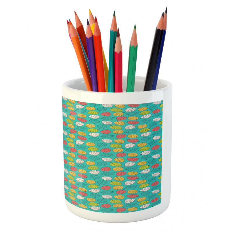 Colorful Abstract Leaves Art Pencil Pen Holder