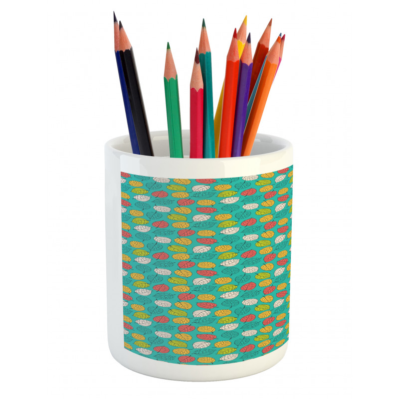 Colorful Abstract Leaves Art Pencil Pen Holder