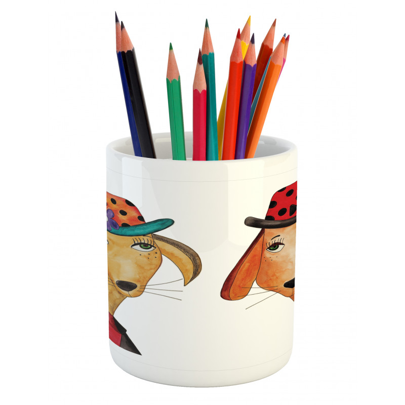 Doodle Style Funny Drawings Pencil Pen Holder