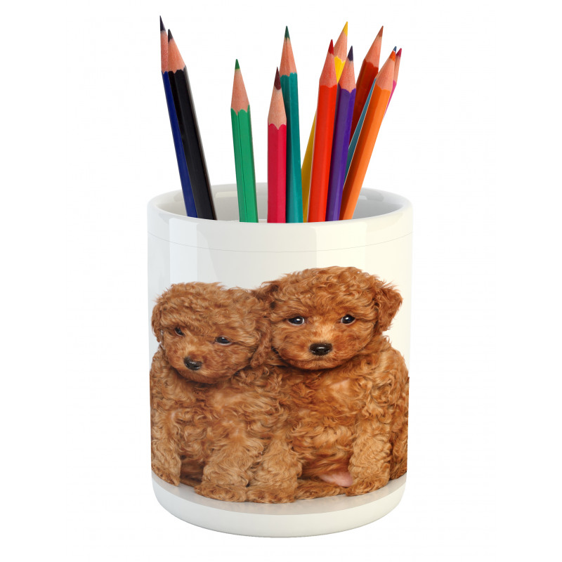 Puppies Cozily Posing Photo Pencil Pen Holder