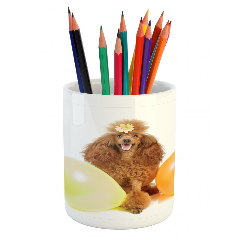 Funny Dog Partying Balloons Pencil Pen Holder